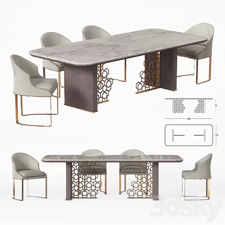 Longhi Excelsior Table and Daphne chair 3D Model