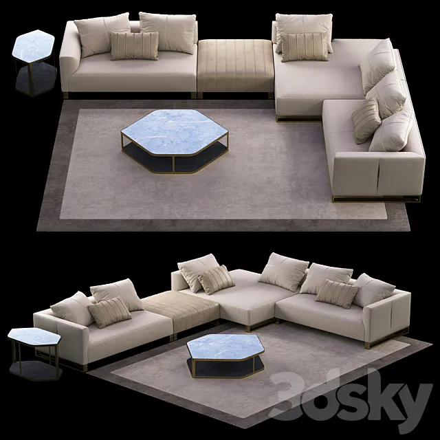 Longhi Fold Sofa 3D Model