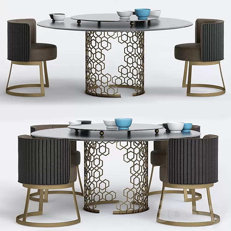 Longhi Manfred table Round crystal table 3D Model