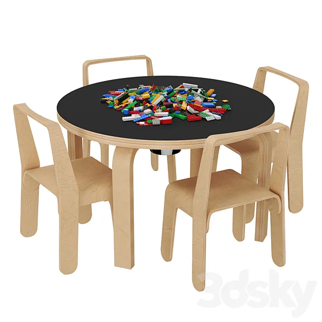 Look Me children table and chair 3D Model