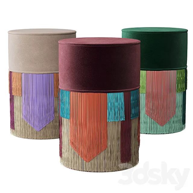 Lorenza Bozzoli COUTURE GEOMETRIC TIE POUF 3D Model