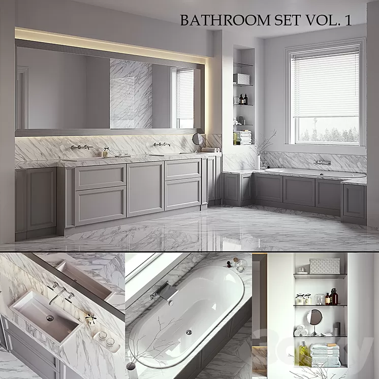 L'ORIGINE Aeterna Bathroom set (vray GGX corona PBR) 3D Model