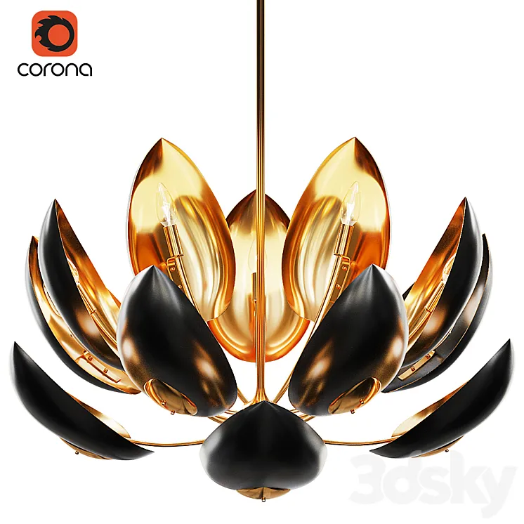 Lotus 16 Light Chandelier 3D Model Free