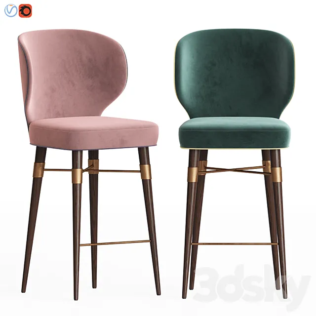 Louis Mid-Century Bar Chair by Ottiu 3DModel