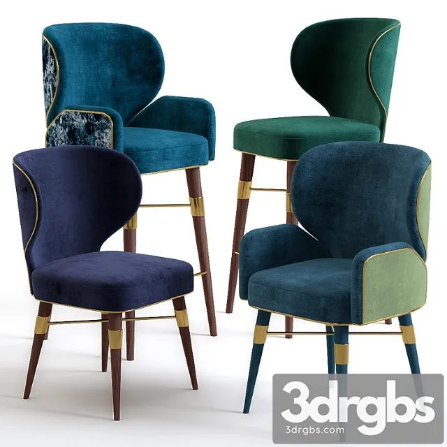 Louis Mid Century Dining Chairs by Ottiu 3D Model Free