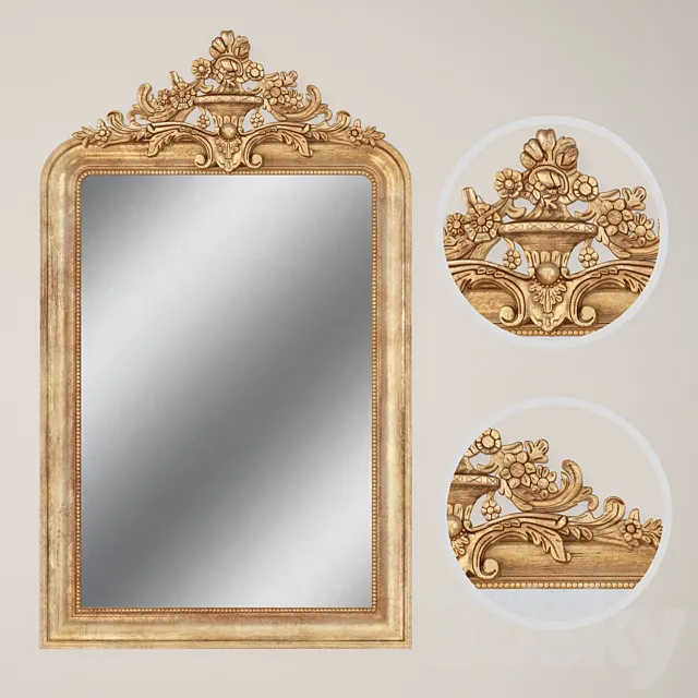 Louis Philippe Gilt Mirror. Restoration Hardware 3DModel