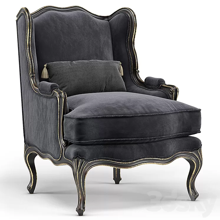 Louis XV Bergere Wing Armchair 3D Model Free