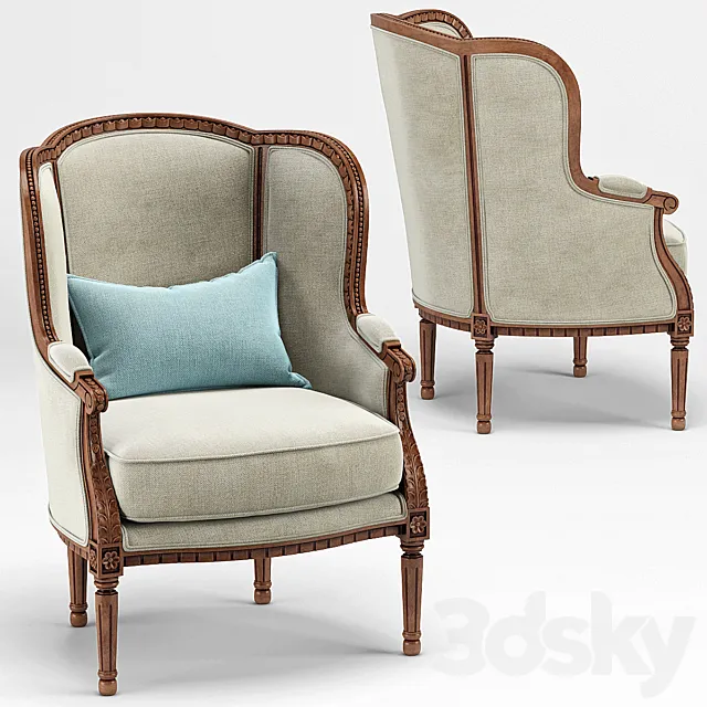 Louis XV Wing Chair 3D Model