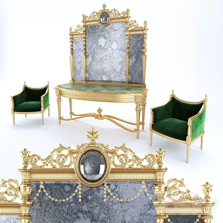 Louis XVI entrance console set 3D Model