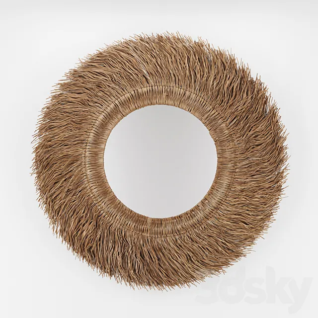 Loully rattan and sisal mirror 3D Model