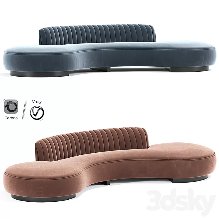 Lounge Curved Sofa 3D Model Free