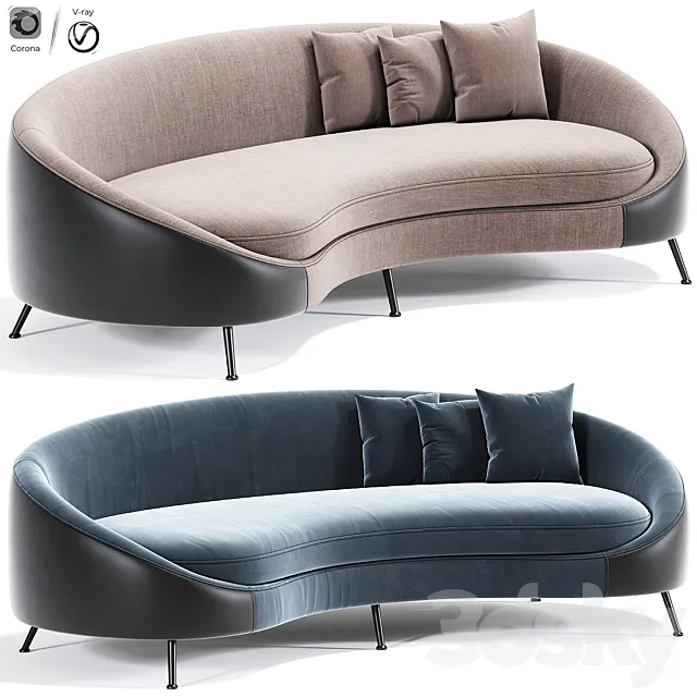 Lounge Curved Sofa 4-Seater 3DModel