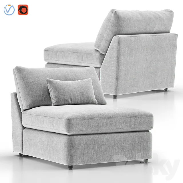 LOUNGE II Petite Outdoor Upholstered Armless Chair 3DModel
