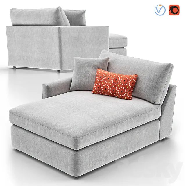 LOUNGE II PETITE Outdoor Upholstered Chaise 3D Model