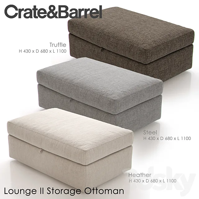 LOUNGE II Storage Ottoman 3DModel