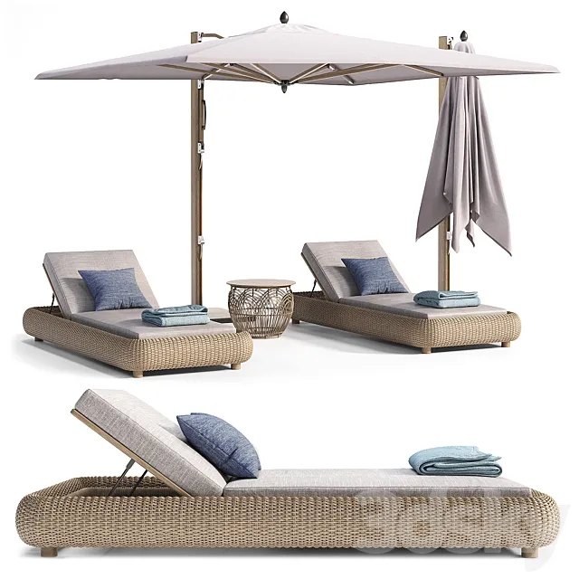 Lounger with Cantilever Umbrella Free Download