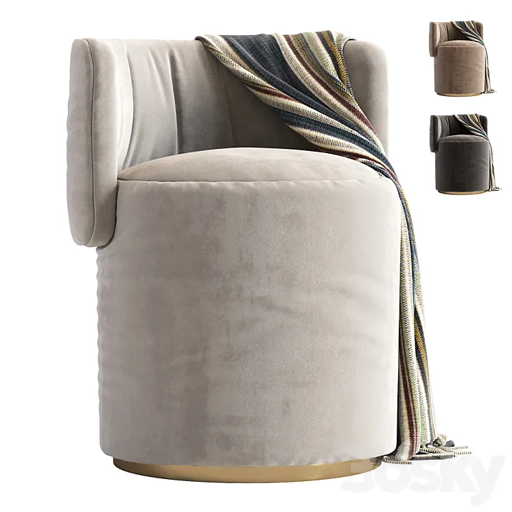 Love Seat Pouf Rugiano 3D Model Free