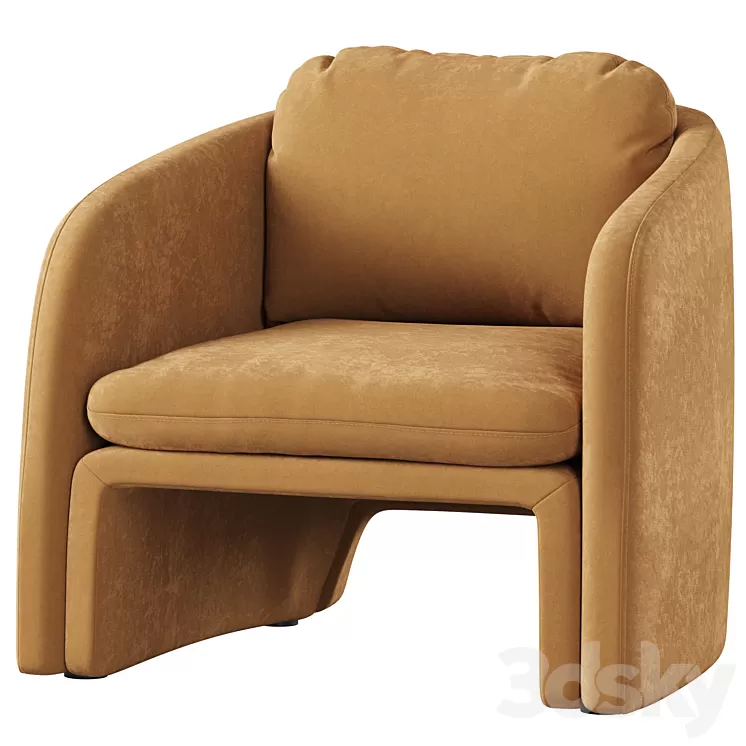 Low chair upholstered in suede Warren 3D Model Free