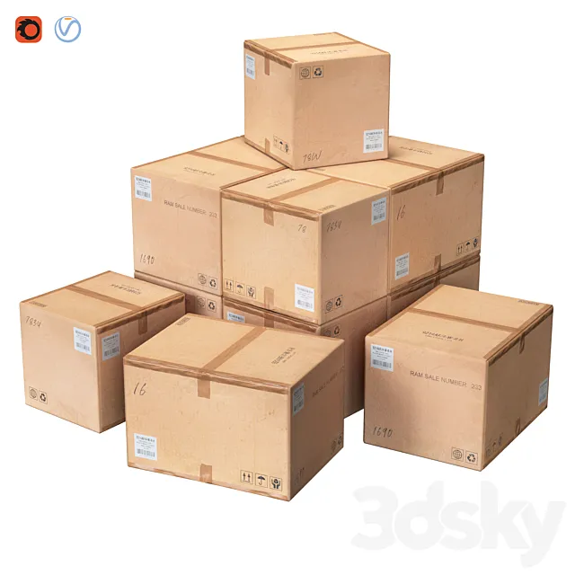 Low Poly Cardboard Boxes 3D Model