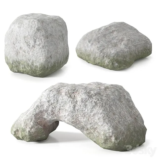 Low Poly Stones Set 02 3D Model