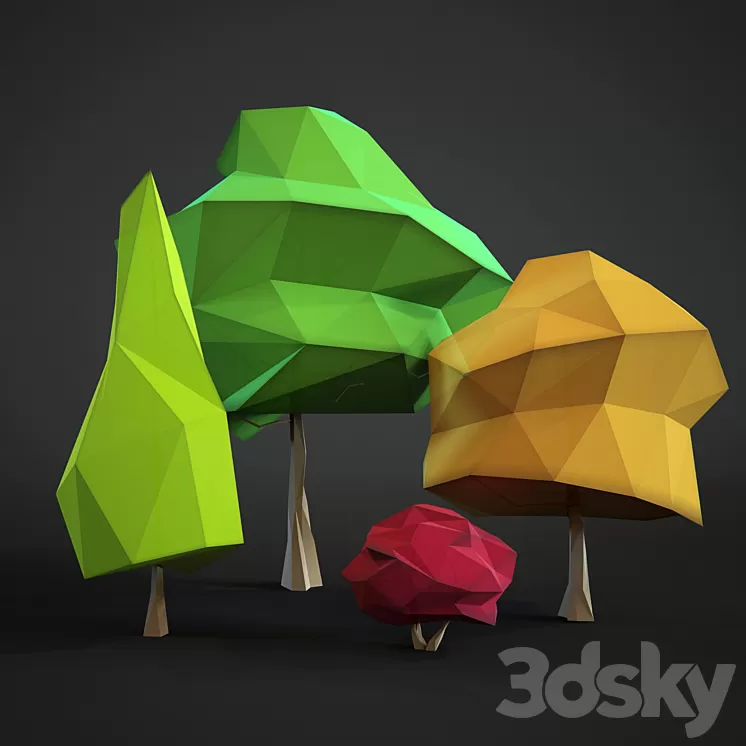 Low Poly Trees 3D Model
