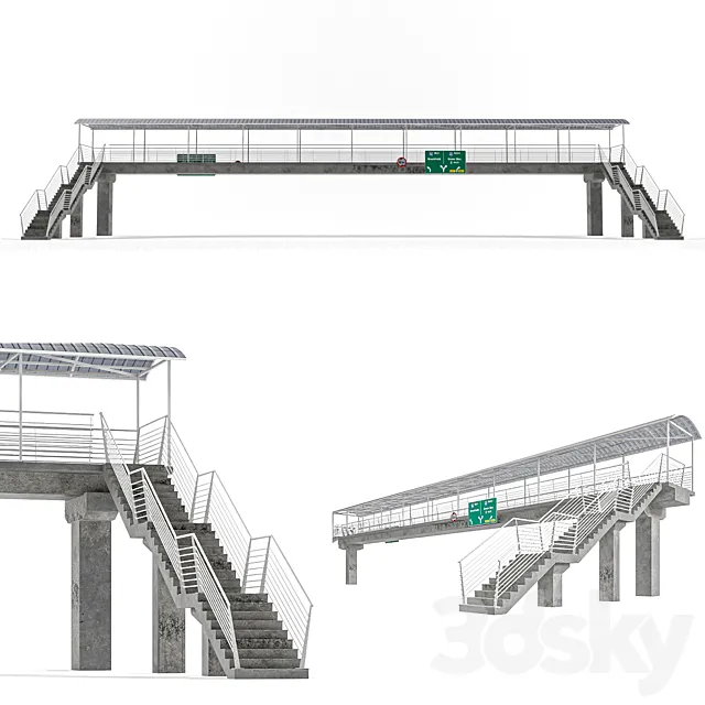 Lowpoly Pedestrian Bridge 3D Model