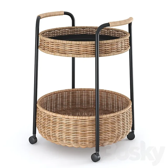 LUBBAN Little table on wheels with a box rattan anthracite from Ikea | LUBBAN Serving cart with storage rattan anthracite by Ikea 3D Model