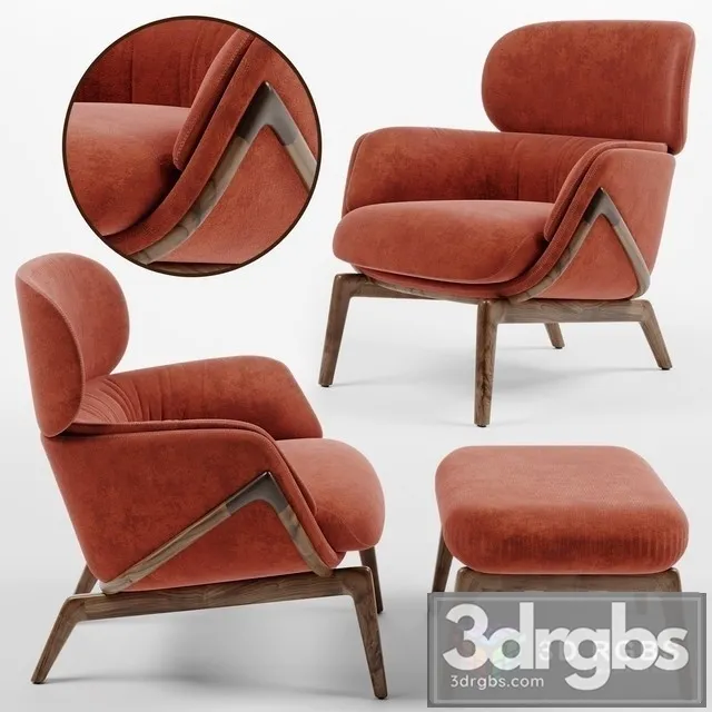 Luca Nichetto Elysia Lounge Chair Nino Ottoman 3D Model Free