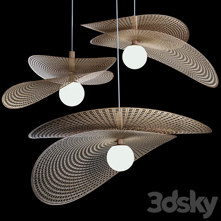 Luciole Rattan Pendant Light by La Vie 3D Model Free