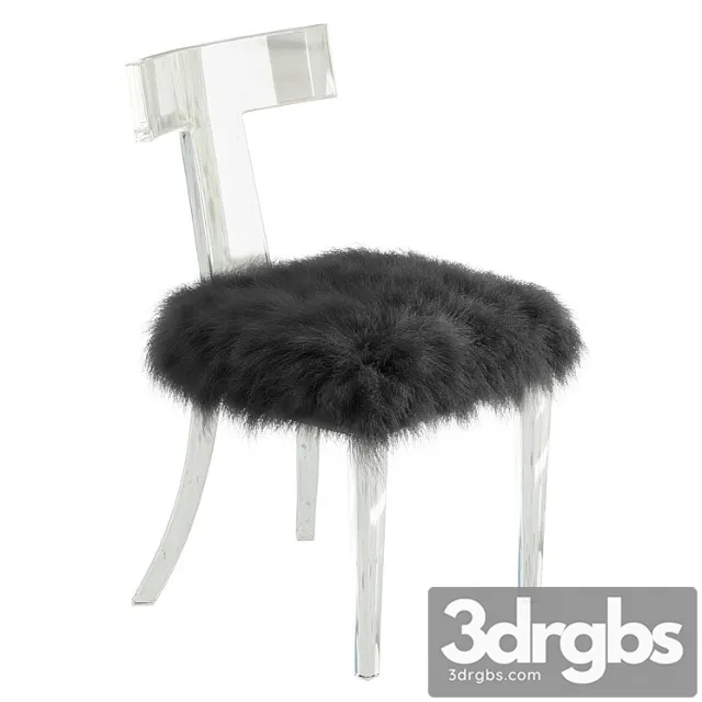 Lucite side chair upholstered in natural sheepskin 2 3D Model Free