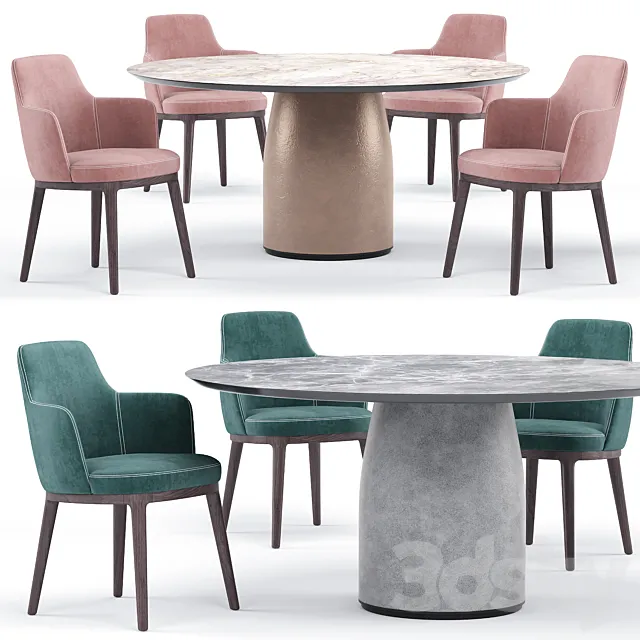 Lucylle dining armchair and bule table - Lema 3D Model
