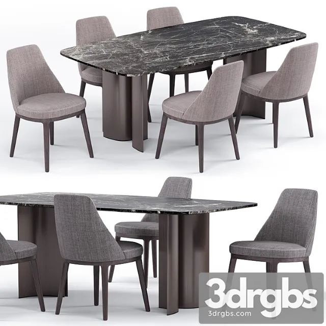 Lucylle Dining Chair and Gullwing Table Lema 3D Model Free