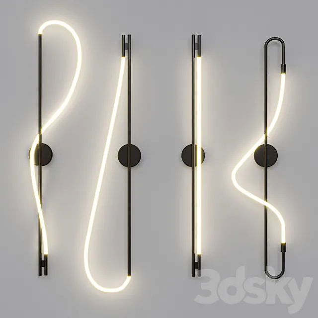 Luke Lamp Co Wall Sconce Black Set 3D Model