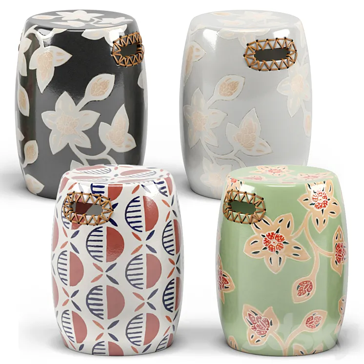 Luna Josephine Batik Ceramic Stool 3D Model Free