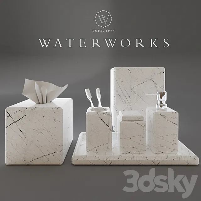 Luna Marble Vanity Accessories _ Bathroom Sets 3DModel