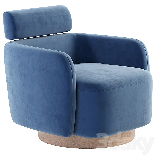 Luna Swivel Accent Chair With Adjustable Backrest 3D Model