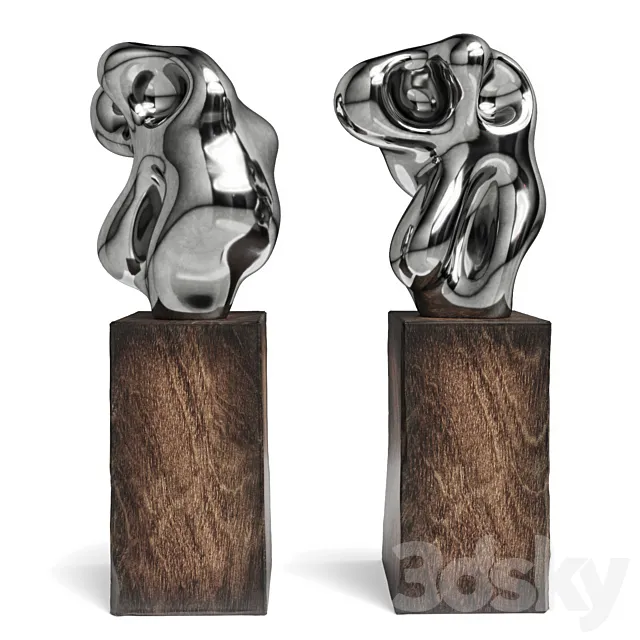 Lunar spectral abstract sculpture chrome 3D Model