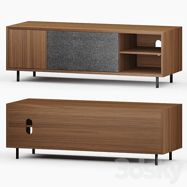 Luther Large Tv Stand Walnut 3D Model