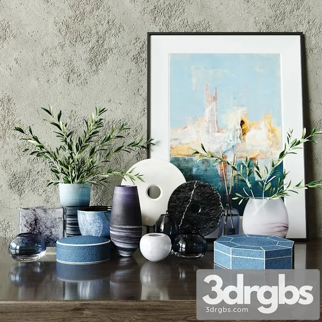 Luxdeco Decor Set Blue 3D Model Free