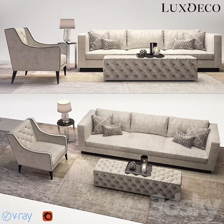 Luxdeco living room furniture set 3D Model