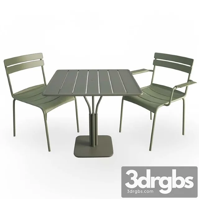 Luxembourg metallic table and chairs 2 3D Model Free