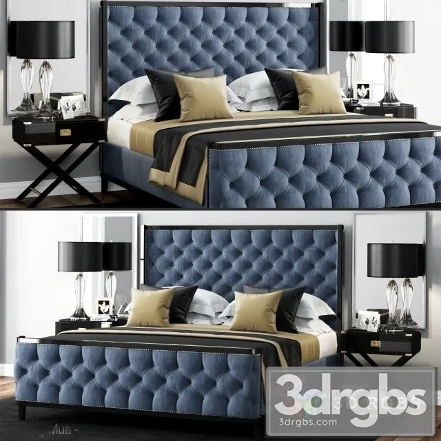 Luxeo USA Kensington Queen Tufted Bed 3D Model Free