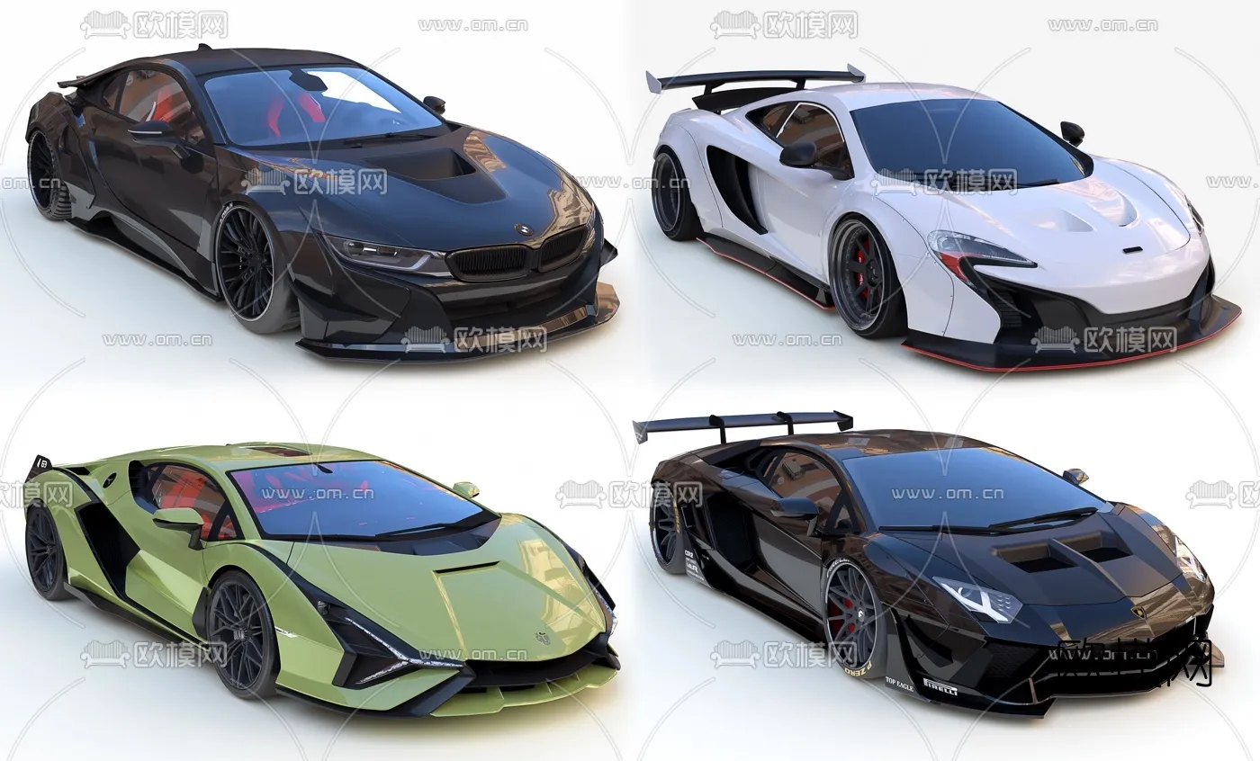 Luxury and Sport Car 3D Models - Transports - 001 - VRAY Render