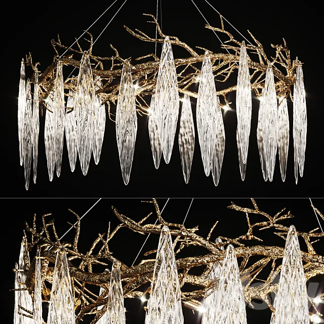 Luxury chandelier with glass plates AUTUMN 3D Model