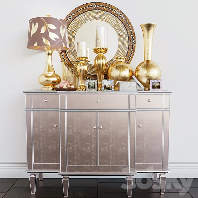 Luxury chest of drawers with decor 3D Model