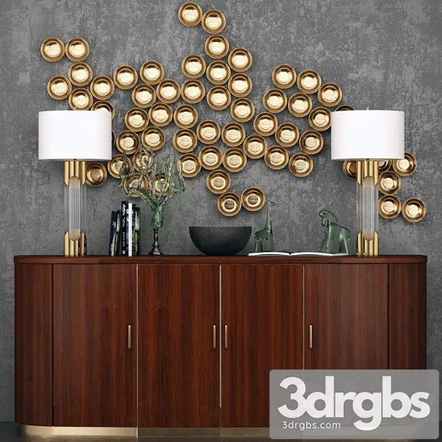 Luxury chest of drawers with lamps and decor. panel 2 3D Model Free