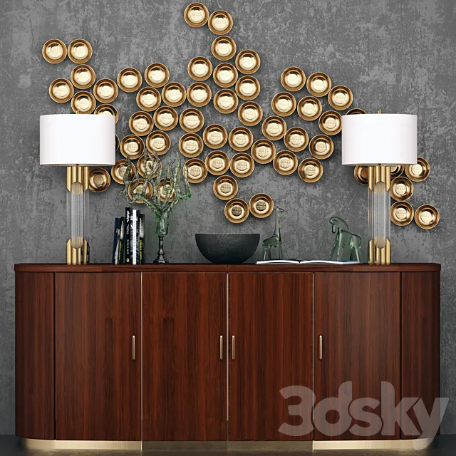 Luxury chest of drawers with lamps and decor. panel 3DModel