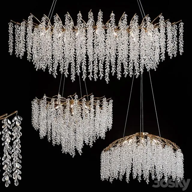Luxury Crystal LED Chandeliers 3D Model