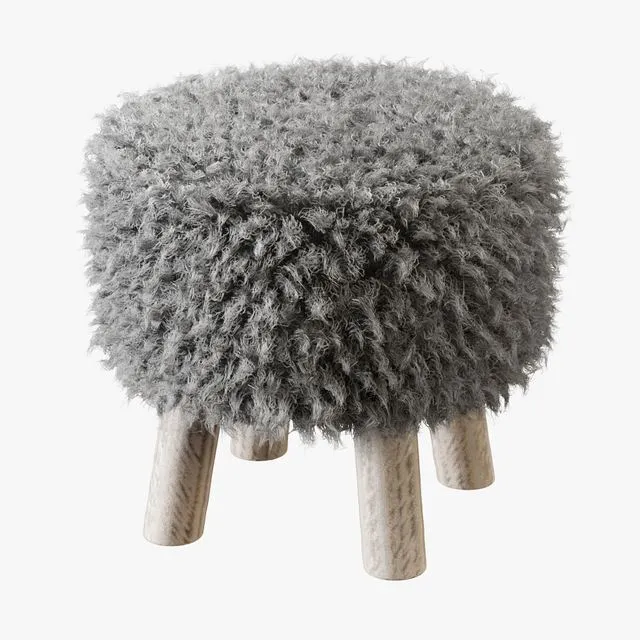 Luxury Gotland sheepskin stool 3D Model