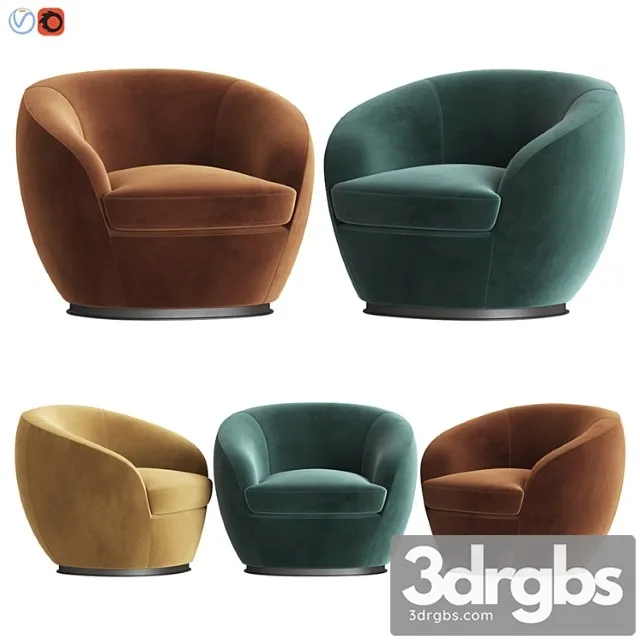 Luxury italian designer velvet swivel armchair 3D Model Free